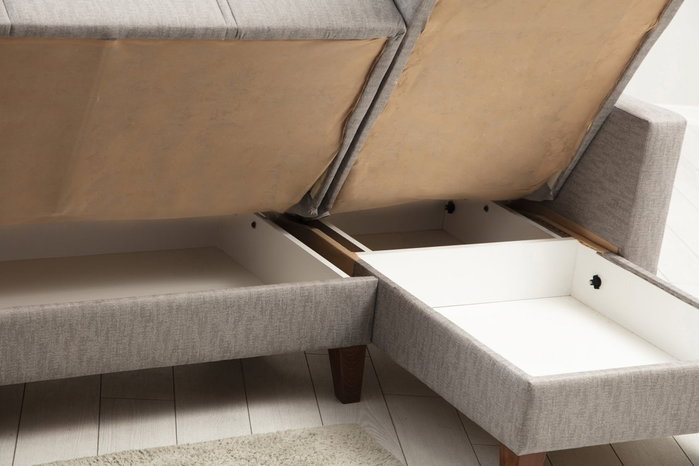 Atelier Del Sofa Polya - Sofá cama esquinero Gris claro
